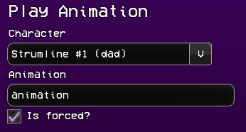 Properties of the Play Animation event